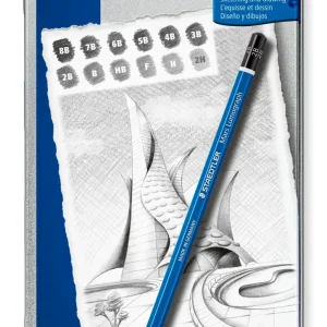 STAEDTLER - Crayons graphite - Mars Lumograph 100 - Boîte métal 12 crayons graphite assortis (8B, 7B, 6B, 5B, 4B, 3B, 2B, B, HB, F, H, 2H) - 100 G12 S