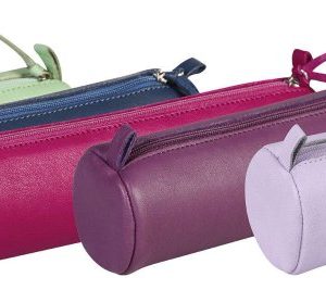 Trousse ronde en cuir teinté 7 couleurs assorties