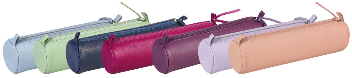 Trousse ronde en cuir teinté 7 couleurs assorties – Image 2