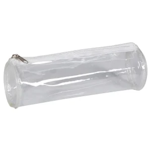 Trousse ronde transparente 22 cm, diamètre 7 cm