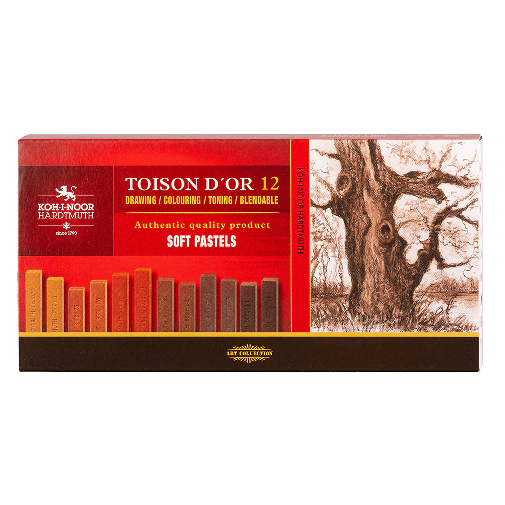 Assortiment de 12 craies 7x7 mm - 6 teintes brunes