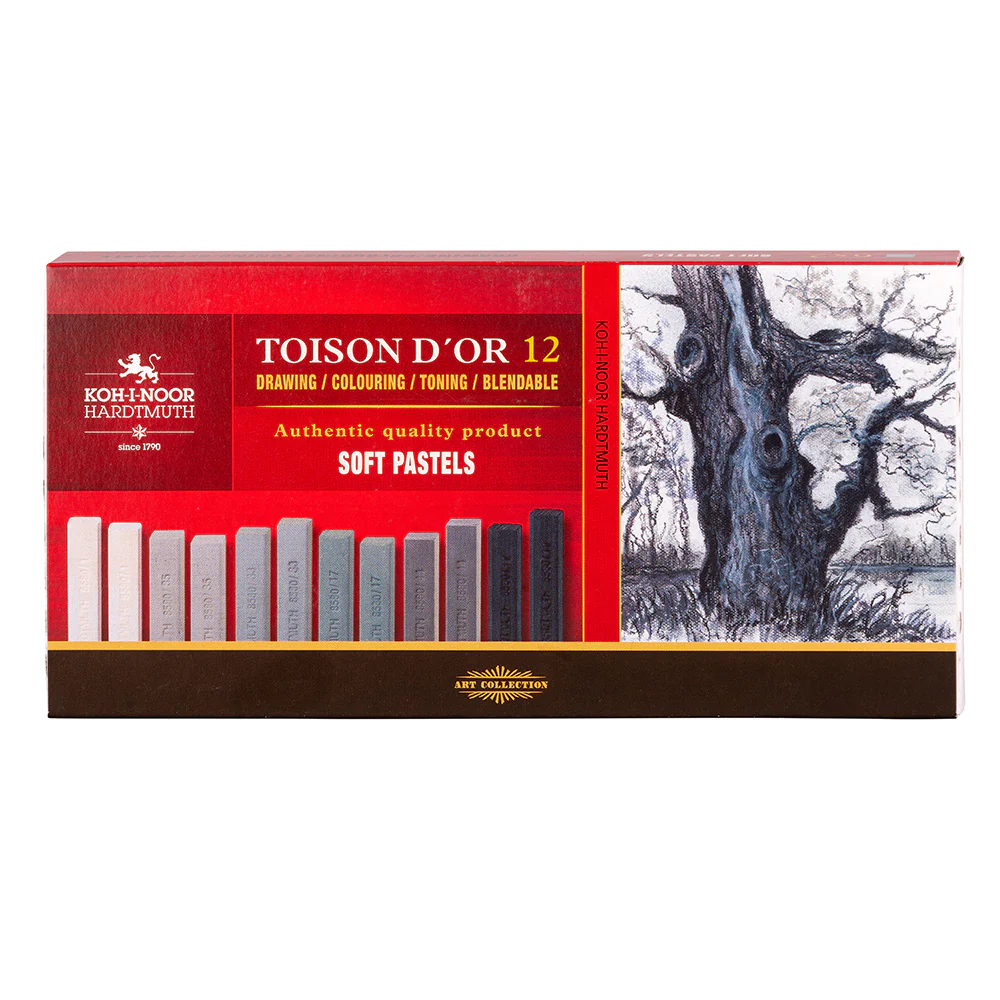 Assortiment de 12 craies 7x7 mm - 6 teintes grises – Image 2