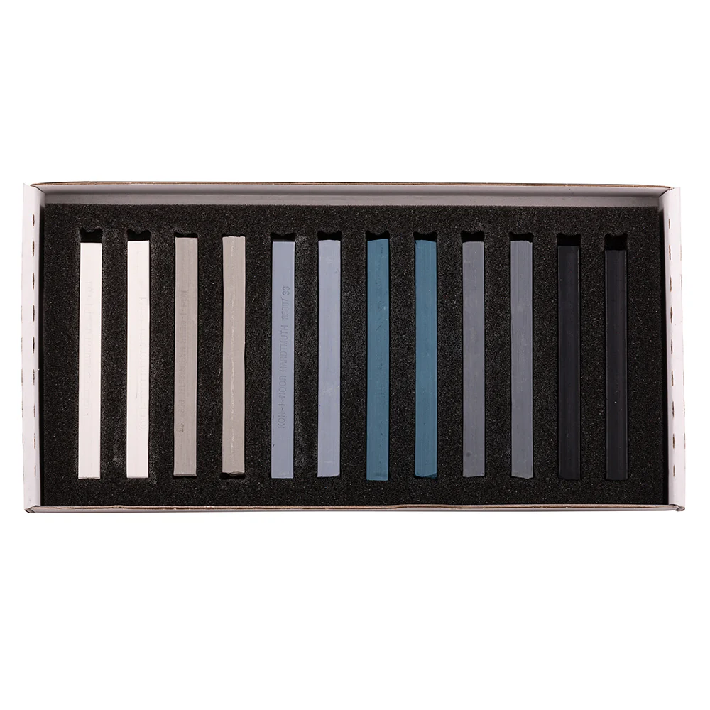 Assortiment de 12 craies 7x7 mm - 6 teintes grises – Image 3