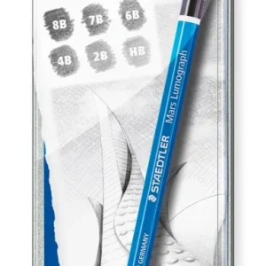 STAEDTLER - Crayons graphite - Mars Lumograph 100 - Boîte métal 6 crayons graphite assortis (8B, 7B, 6B, 4B, 2B, HB) - 100 G6