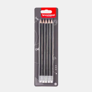 Blister de 5 crayons mine graphite HB + gomme