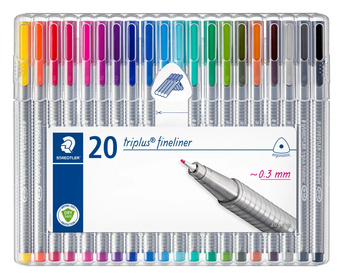 Triplus Fineliner - 20 feutres pointe superfine 0,3 mm - Couleurs assortis - Etui chevalet - 334 SB20 - STAEDTLER – Image 2