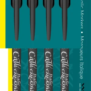 Blister 4 Feutres noirs calligraphie 4,8-3,6-2,5 et 1,5 mm