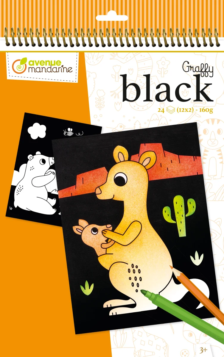 Album Graffy black animaux du monde - 24 feuilles - 160gr – Image 2