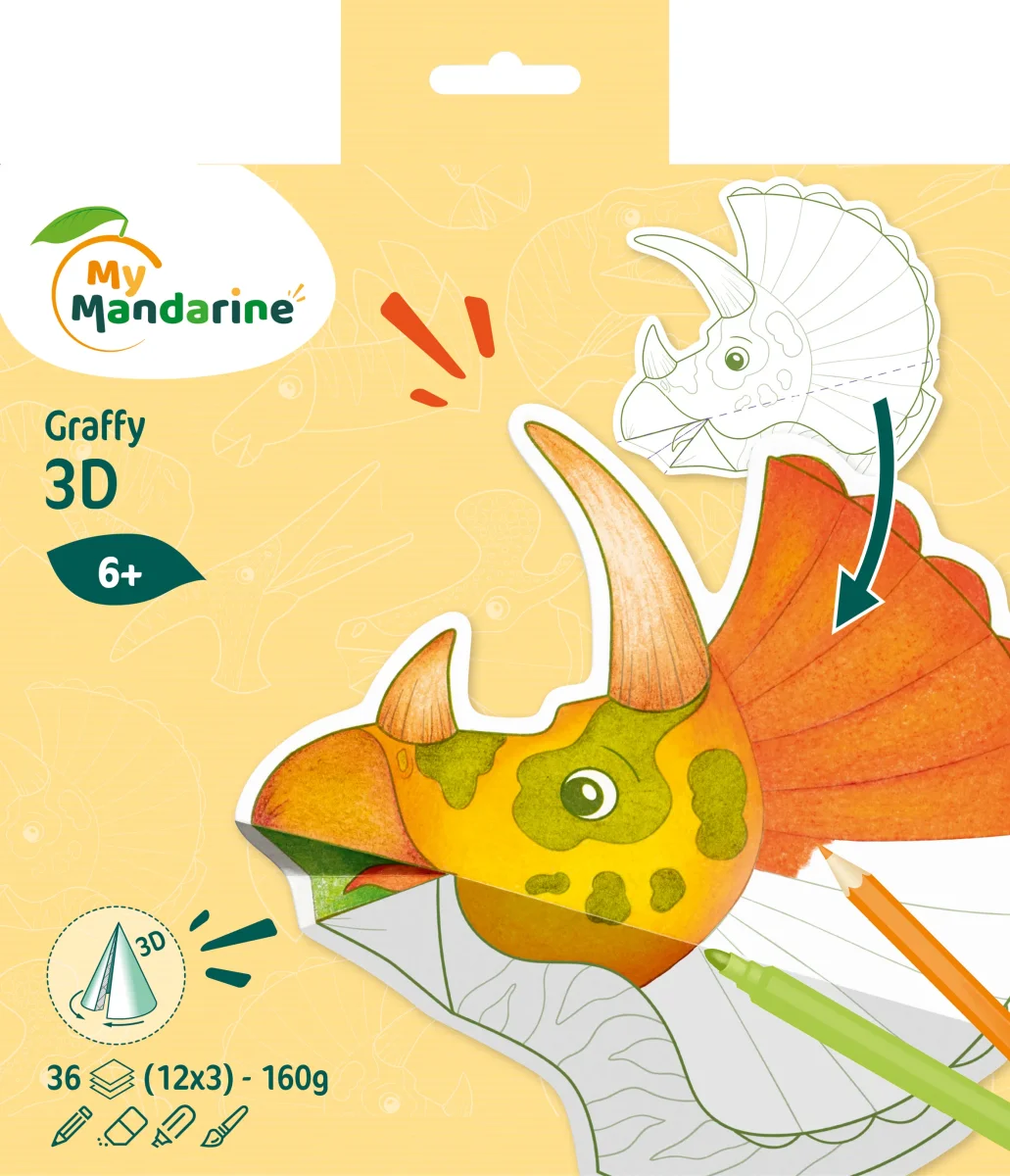 Album Graffy 3D Dinosaures - 36 feuilles - 160gr/m² – Image 2