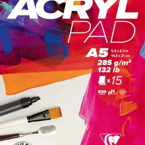 Bloc Acrylpad collé - 15 feuilles - 285 gr - Format A3, A4 & A5