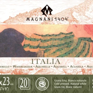 Bloc 100% coton 12x23 cm Italia-300gr-20 feuilles-Grain fin pressé à froid blanc naturel