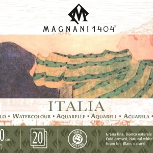 Bloc 100% coton 20x50 cm Italia-300gr-20 feuilles-Grain fin pressé à froid blanc naturel