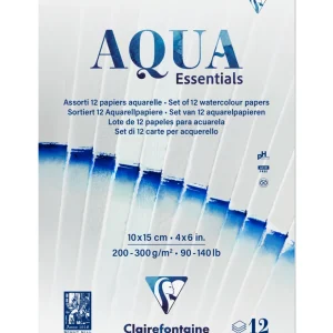 Aqua Essentials bloc collé 12 papiers aquarelle assortis 10x15cm 12F 200g-300g