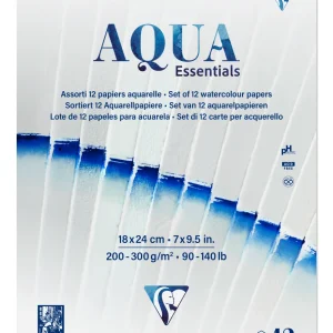 Aqua Essentials bloc collé 12 papiers aquarelle assortis 18x24cm 12F 200g-300g