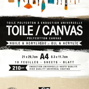 Bloc 10 feuilles toile à peindre polycoton naturel - 210g/m² - Format A4 & A3