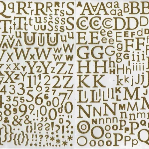 Stickers Alphabet pailletés or- 300 pièces