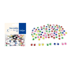 Yeux mobiles adhésifs couleurs sans cils
