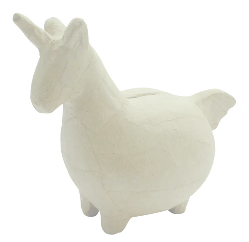 Tirelire licorne en papier maché à décorer 19.5 x 10 x 15.5 cm