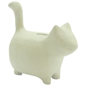 Tirelire chat en papier maché à décorer 14 x 8.5 x 15 cm