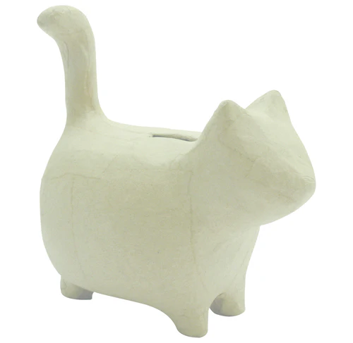 Tirelire chat en papier maché à décorer 14 x 8.5 x 15 cm – Image 2