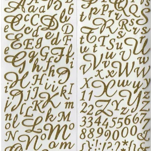 Alphabet Stickers feutrine pailletés Or - 177 pièces