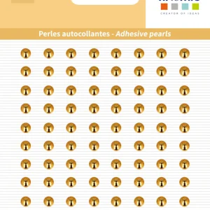 80 perles adhésives or