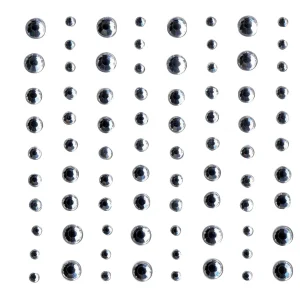 80 pierres strass rondes adhésives argent diamètres assortis