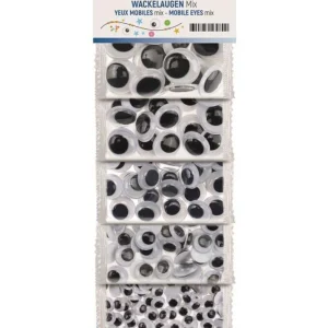 Yeux mobiles mix, 270 pcs 7,10,12,15,18mm